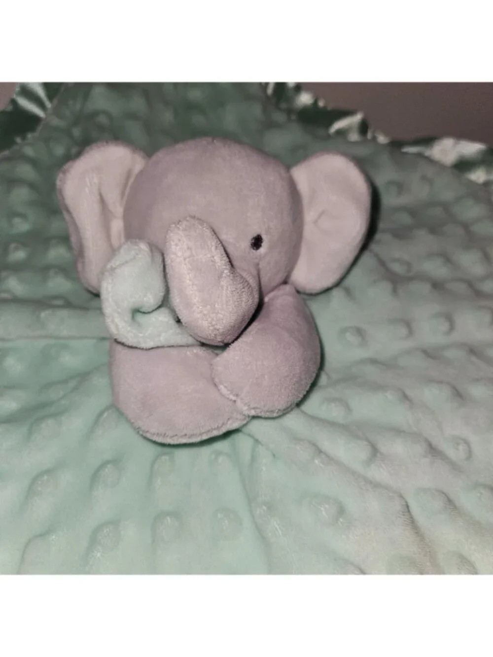 Carter's Child Mine Elephant Lovey Sweet Little One Rattle Minky Dots Satin READ